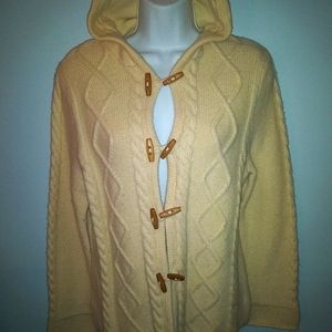 Hooded white/Cream wool CARDIGAN